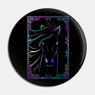 Horse Animal Wildlife Forest Nature Chrome Graphic Pin