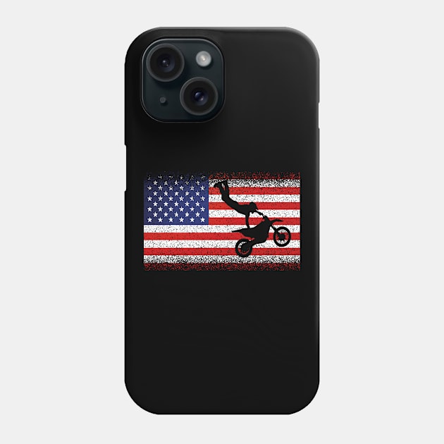 American Flag Motocross Dirtbike Motorcycle Fans Phone Case by funkyteesfunny