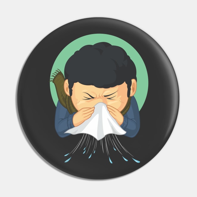 Boy Caught Flu and Sneezing Pin by Asykar