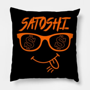 Satoshi Orange Smile Face Pillow