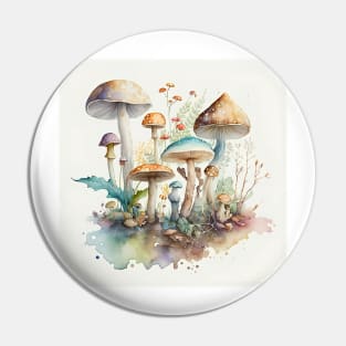 Watercolor mushrooms in the nature2 Pin