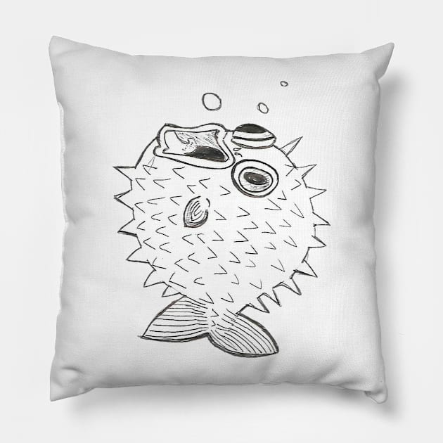 Surprised Puffer Pillow by Artofmiarussell 