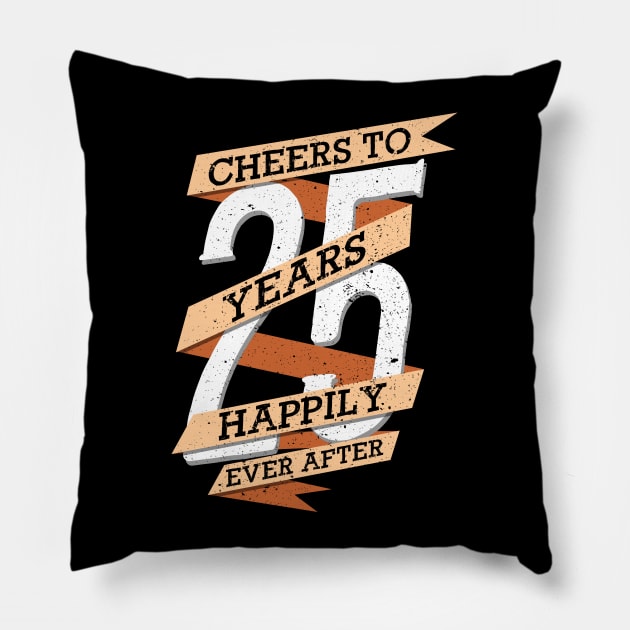 'Cheers to 25 Years' Cute Anniversary Gift Pillow by ourwackyhome