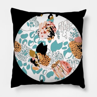 Modern abstract rose and leopard texture white Pillow