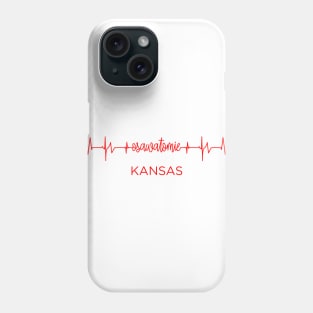 I Love Osawatomie Kansas USA Heartbeat Funny T-Shirt For Men Women Custom Phone Case