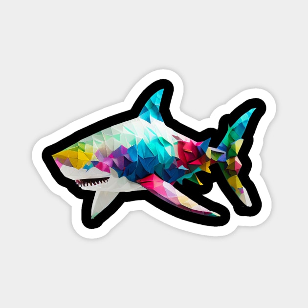 Vibrant Origami Shark: Adding a Pop of Color to Your Space Magnet by About Passion