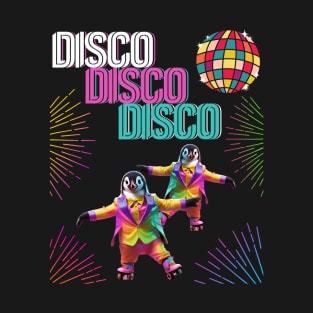 DISCO PENGUIN ROLLER SKATING DANCING T-Shirt