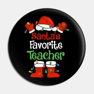 Santa's Favorite Teacher Funny Christmas Pajamas Pin