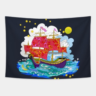 Medieval sailboat from fairyland Tapestry