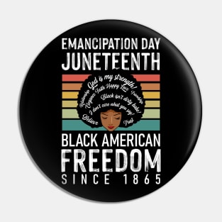 Emancipation Day Juneteenth Black American Freedom 1865 Pin