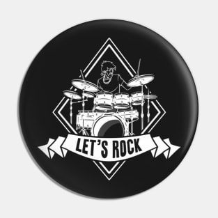 Let's Rock Drummer Musician Drumsticks Pin