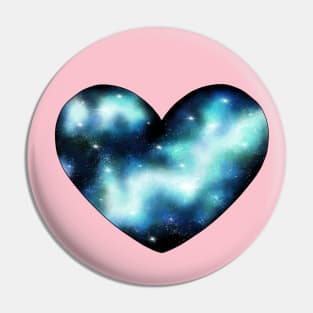 Blue Green Galaxy Heart Pin