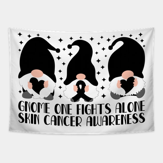 Gnome One Fights Alone Skin Cancer Awareness Tapestry by Geek-Down-Apparel