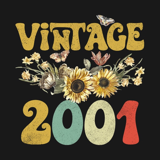 Vintage 2001 Sunflower Floral Retro Groovy 22nd Birthday by Kens Shop