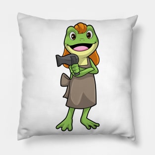 Frog as Hairdresser with Hairdryer Pillow