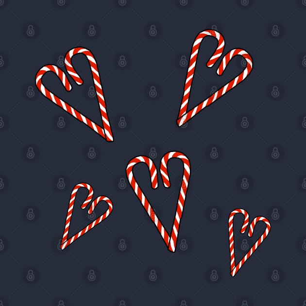 Christmas Candy Canes Hearts by ellenhenryart