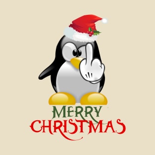 Merry Christmas Irreverent Angry Penguin T-Shirt