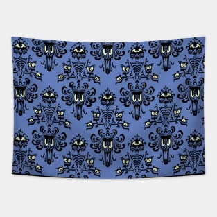 Haunted Mansion Wallpaper Blue Tapestry