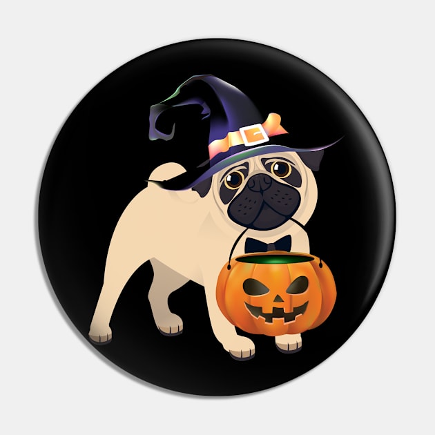 Halloween Pug Scary Pumpkin Costume Pin by foxmqpo