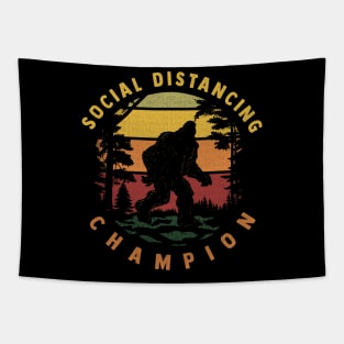 Social Distancing Champion - Sasquatch Bigfoot - Funny Tapestry