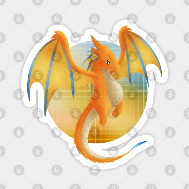 Kawaii Wyvern Dragon - With Background Magnet by Chiisa