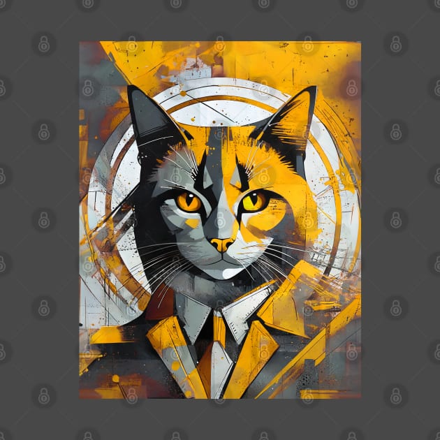 Cat Portrait: Sir Purrington's Golden Aura by KittyKanvas Creations