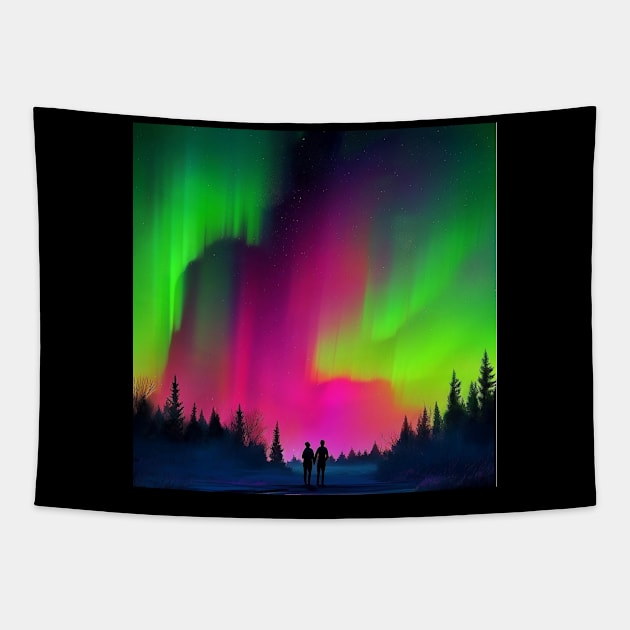 Witnessing the Northern Lights Tapestry by The Alien Boy Art