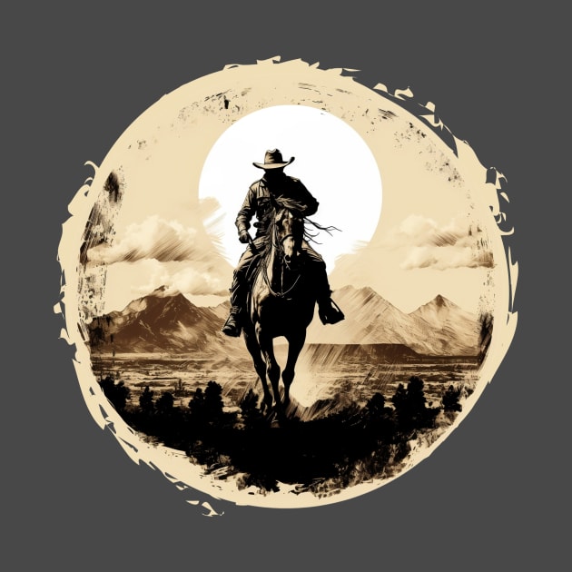 Riding the Moonlit Range: Cowboy Silhouette by Iron Creek