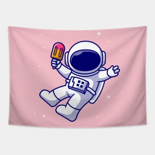 Cute Astronaut Holding Popsicle Cartoon Tapestry