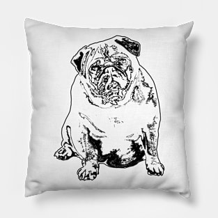 Pug black cute Pillow