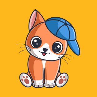 Cute Orange Cat Wearing A Hat T-Shirt