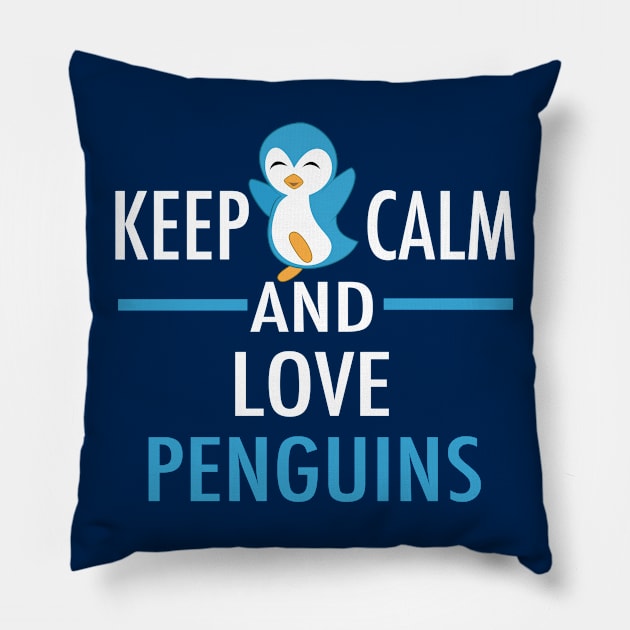 Cute Keep Calm Love Penguins Pillow by epiclovedesigns