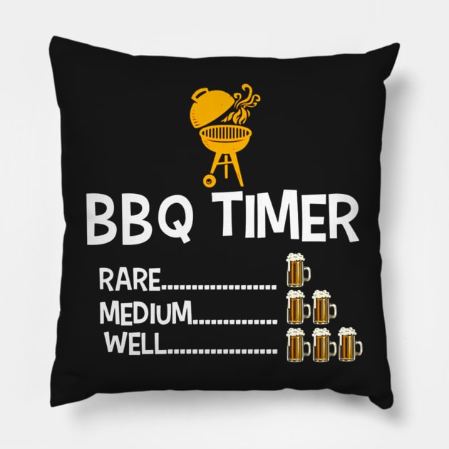 BBQ Timer Rare Medium Well Beer Drinking Pillow by ANGELA2-BRYANT