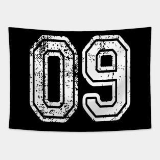 Number 09 Grungy in white Tapestry