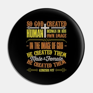 Christian Bible Verse Shirt Genesis 127 God Created Humans T-Shirt Pin