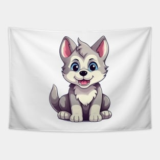 Cute Cartoon Husky Puppy Dog Tapestry