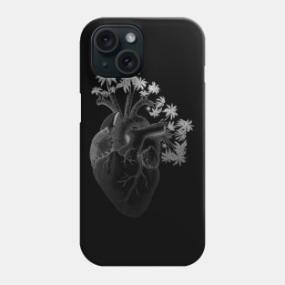 Silver Colored Anatomically Correct Human Heart - Palm Trees Phone Case