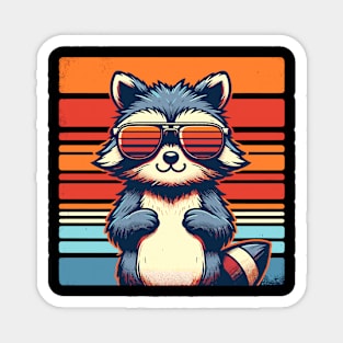 Cool Retro Raccoon in Sunglasses 70s 80s 90s Funny Raccoon Magnet