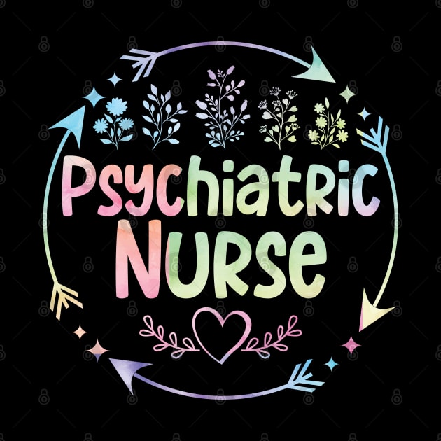 Psychiatric Nurse cute floral watercolor by ARTBYHM