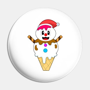 Waffle ice cream Christmas Snowman Pin