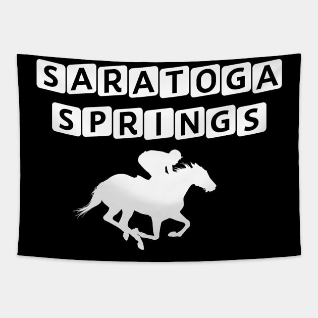 Saratoga Springs Horse Racing Tapestry by sewandtell