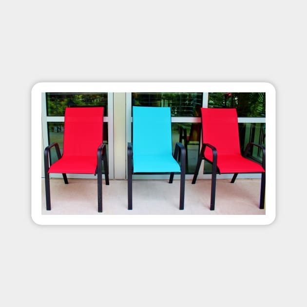 Red And Blue Chairs Magnet by Cynthia48