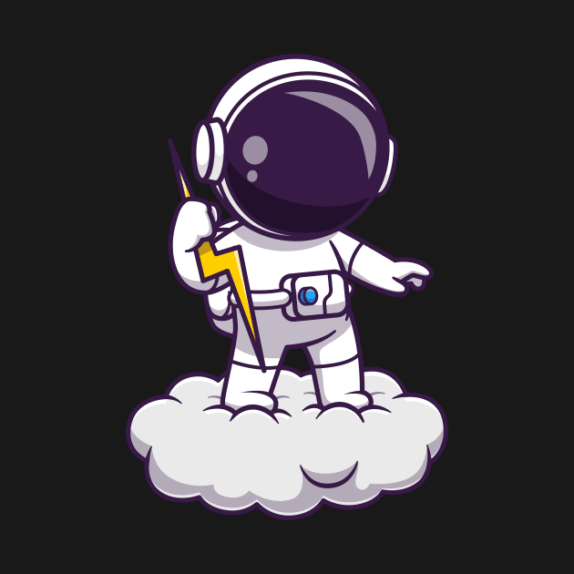 Astronaut Holding Thunder On Cloud Cartoon by Catalyst Labs