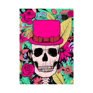 Macabre Floral Skull Head T-Shirt