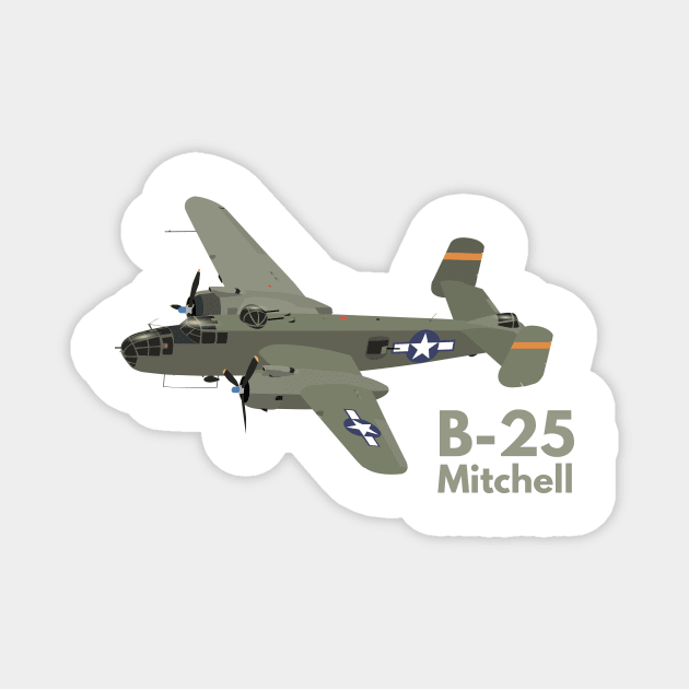 B-25 Mitchell WW2 Medium Bomber Magnet by NorseTech