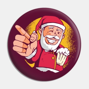 Cool Santa with Beer Pin