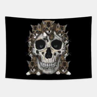 Cat Skull Cute Kitties Skull Design Creepy Skeleton Cat Lovers Tapestry