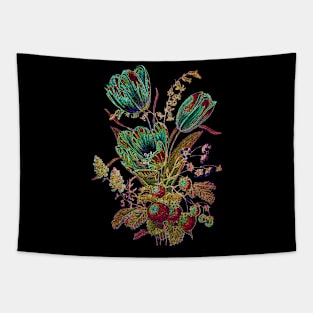 Black Panther Art - Glowing Flowers in the Dark 11 Tapestry