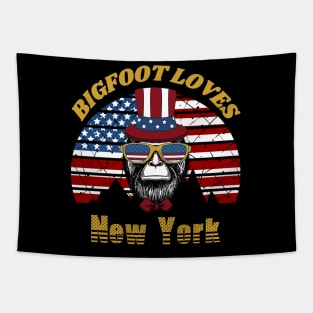 Bigfoot loves America and New York Tapestry