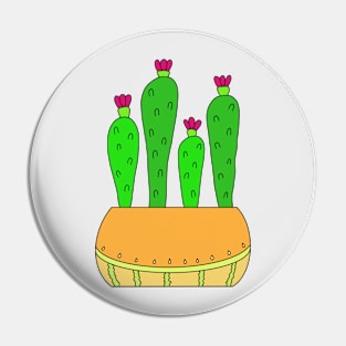 Cute Cactus Design #9: Delicate Melon Pot Cacti Pin